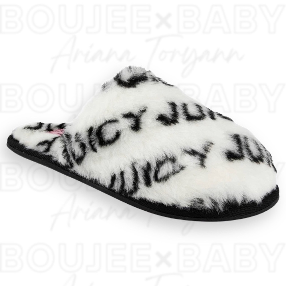 Juicy Couture Womens Slip On Fuzzy Slides | Faux Fur | Size 7 | Only 4 Left